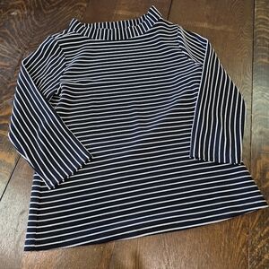 Ann Taylor striped long sleeve top, which is a black and white mock-neck style t